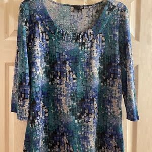 East 5th Blue and Green Patterned Women's Blouse